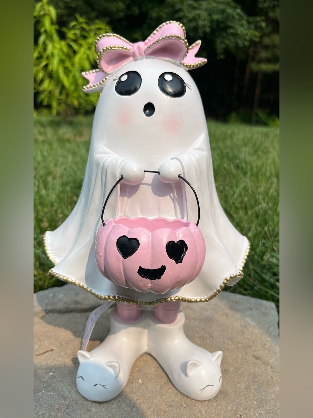 Kids Ghost Costume Candy Bucket - Pink & White